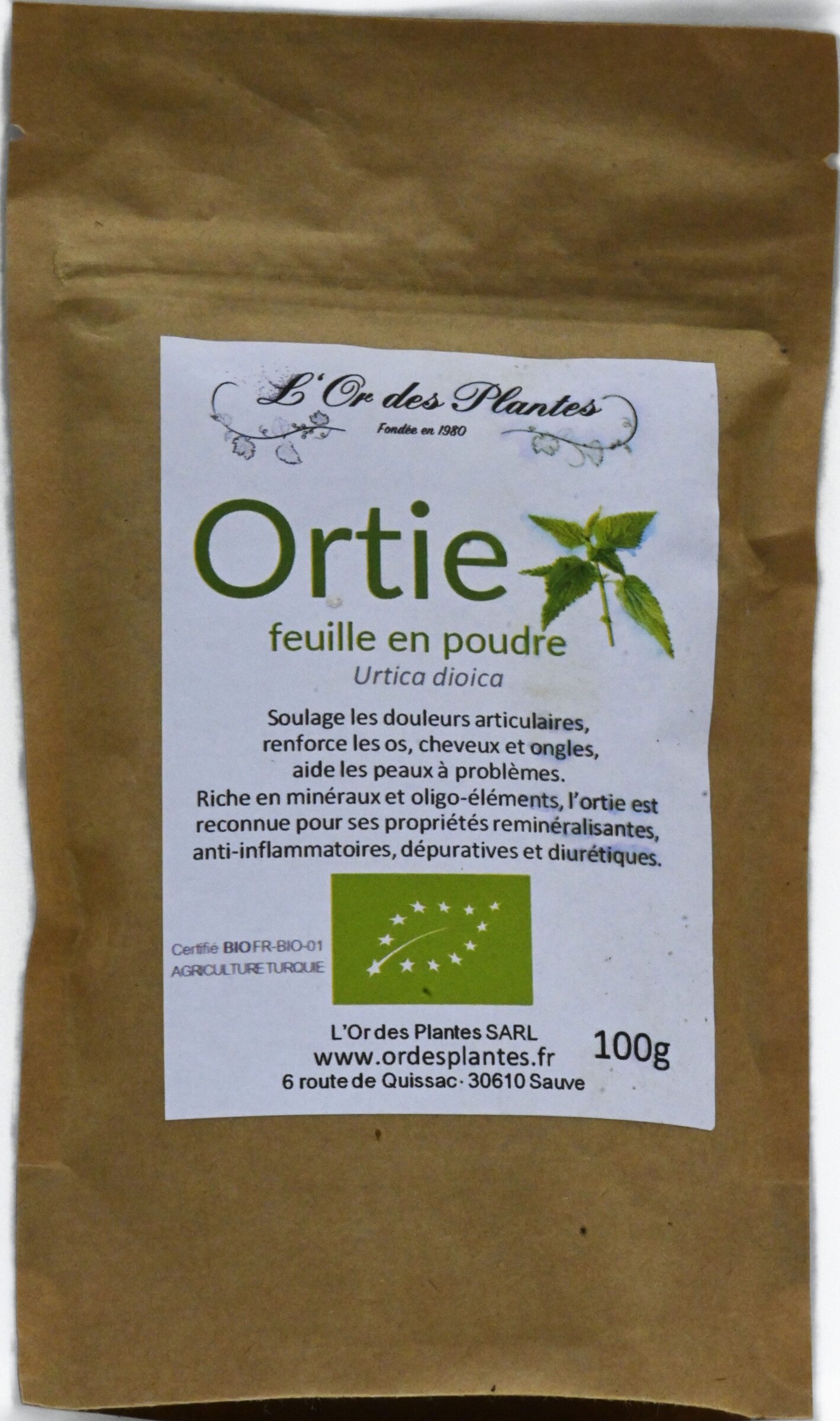 ORTIE piquante moulue bio 100g — Compléments & Super-Aliments