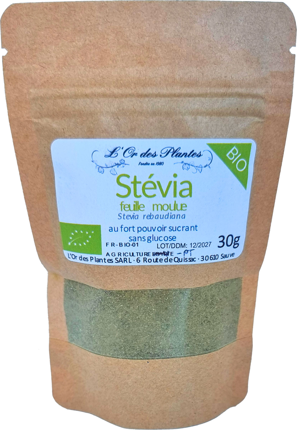 STEVIA bio moulue sachet 30g — Compléments & Super-Aliments