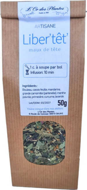 Tisane LIBER'TÊTE (ex migraine) sachet 50g — Nos Arts'Tisanes
