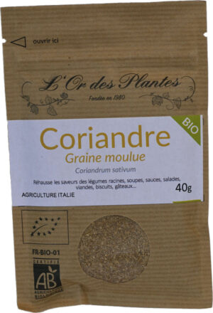 CORIANDRE moulue bio 40g — Aromates