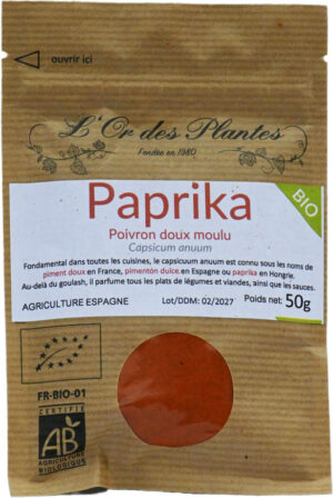 PAPRIKA (PIMENT DOUX) BIO 50g — Condiments & Vinaigres