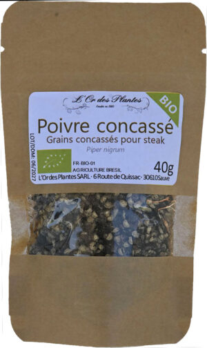 POIVRE noir concassé BIO 40g — Cuisine & Épices du Monde