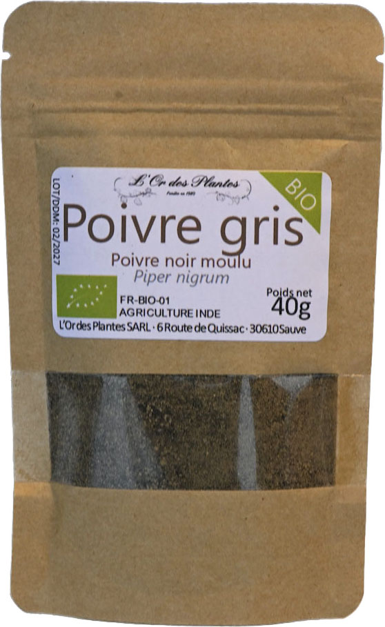 POIVRE NOIR moulu (dit poivre gris) 40g — Cuisine & Épices du Monde