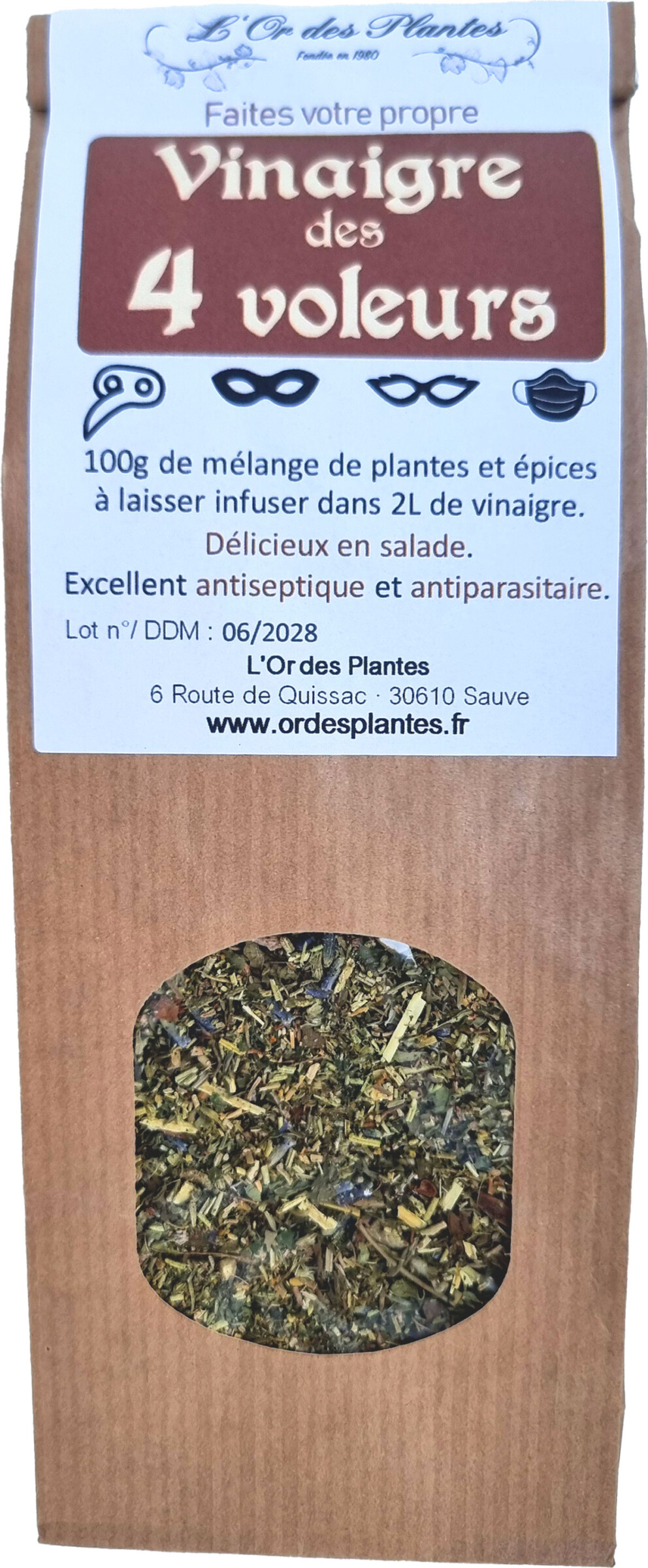 Vinaigre des 4 VOLEURS 100g — Vins, Préparations Apéritives, Élixirs & Vinaigres