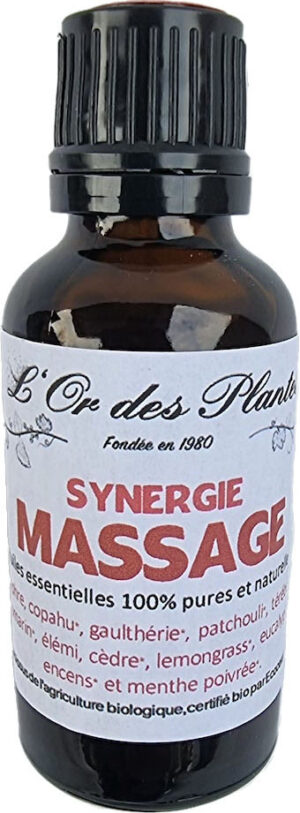 H.E. Synergie MASSAGE 30ml — Aromathérapie & Huiles Essentielles