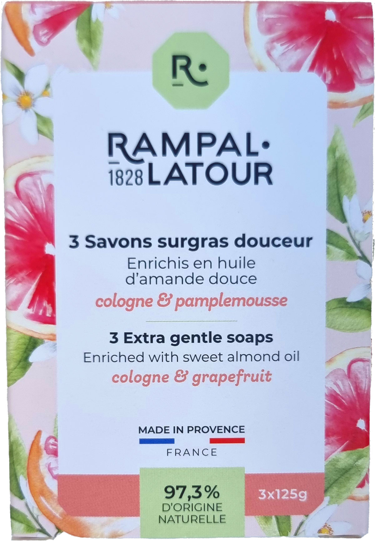 Savons ronds Cologne-pamplemousse Rampal Latour 125g x3g — Savons & Savonnettes