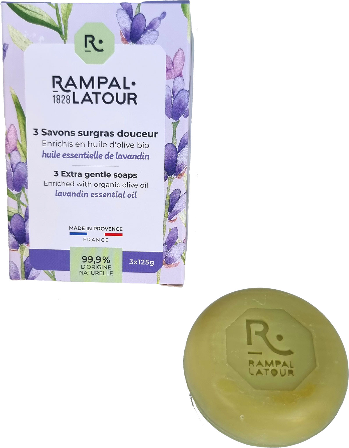 Savons ronds au Lavandin Rampal Latour 125g x3 — Savons & Savonnettes